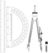 JJUNW Geometry Set, 3 Pcs Geometry Tools with Drawing Compass 12Inch Clear Plastic