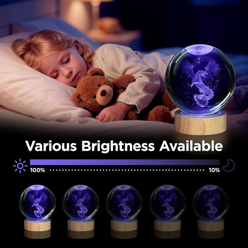 Vuebkkry 3D 16 3.15in Dragon Crystal Ball Night Light with Colors, Larger Dragon Statue Figurines Glass Decor Lamp