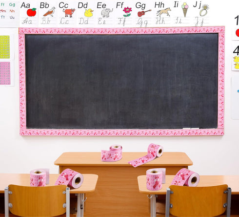 Colarr 68.9 Feet Breast Cancer Awareness Bulletin Board Borders, Pink Ribbon Straight Rolled Border Trim for Classroom