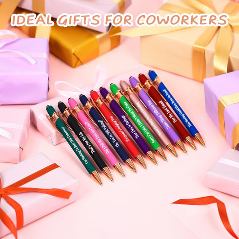Snarky Funny Office Pens, 12 Pcs Negative Sarcastic Hilarious Quotes Ballpoint Pens with Stylus Tip (Style 1, 12)