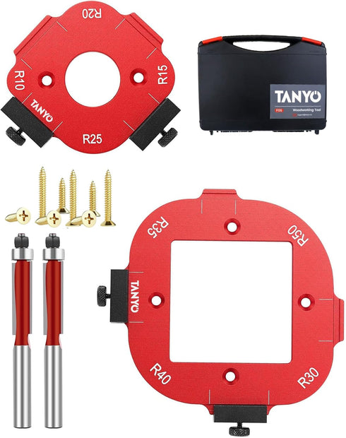 TANYO Router Corner Radius Template, Plastic Box Router Jig with 8 Radius,