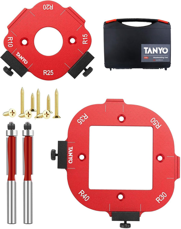 TANYO Router Corner Radius Template, Plastic Box Router Jig with 8 Radius,