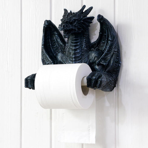 Funny Toilet Paper Roll Holder - Black Dragon Wall Mounted Paper Towel Roll Holder for Bathroom Kitchen Home Decor