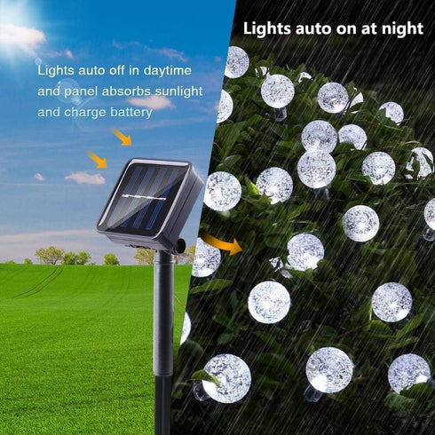36ft 60 8 Toodour Solar String Lights Outdoor, LED Globe String Light with Mode, Waterproof Crystall Ball Lights Solar