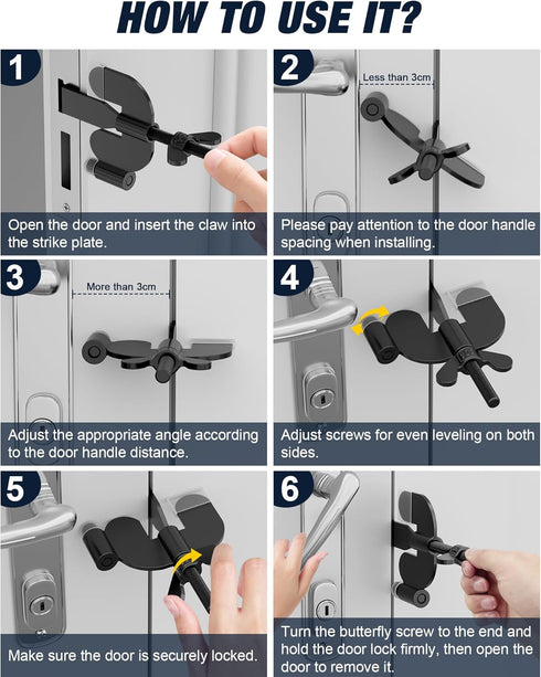 Upgraded Portable Door Lock Home Security Hotel Door Locks for Travelers with Protective Silicone Caps, Travel Lock