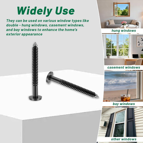 XwaYexa 80-Pack 3 Inch Vinyl Shutter Fasteners, Black Window Shutter Pegs, Peg Lok Pin, Screws & Shutter Spikes Anchors