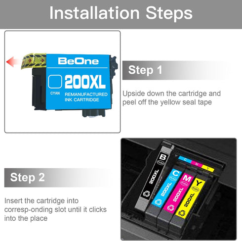 BeOne Remanufactured Ink Cartridges Replacement for Epson 200XL T200XL for XP-200 XP-300 XP-310 (3 Cyan)