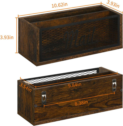 Mail Organizer, 2 Slot Letter Holder for Wall Table Countertop, Mail Sorter for Home Office, Bill Envelope Basket