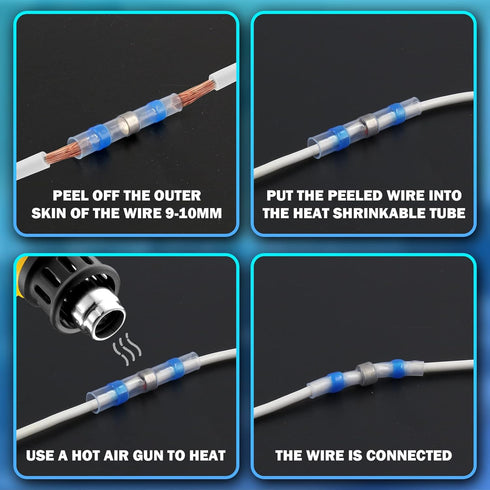 100Pcs 12-10 AWG Waterproof Solder Sleeve Heat Shrink Butt Connectors, Self Soldering Wire Connectors