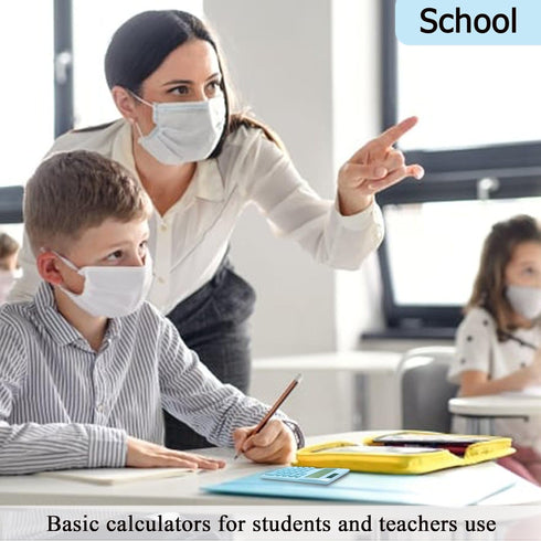 Basic Calculator, Cute Pocket Size Mini Desktop Calculators for School, Office, Home (Light Blue)