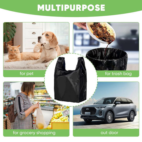 (11.5'x 6.5" 21')(1000Pack) LainNeala Black Plastic Bags x with Handles - Shopping & Grocery Bags for Small Business