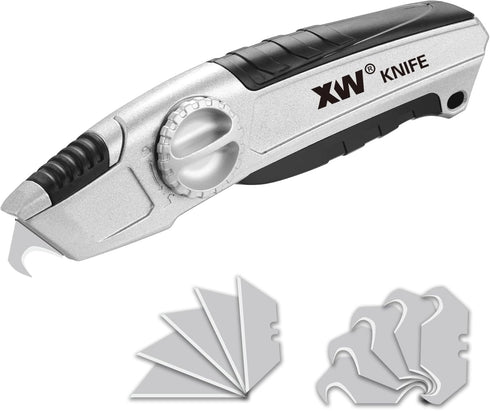XW Fixed-blade Drywall Utility Knife, Non-retractable Heavy Duty Cutter with Extra 10 Blades