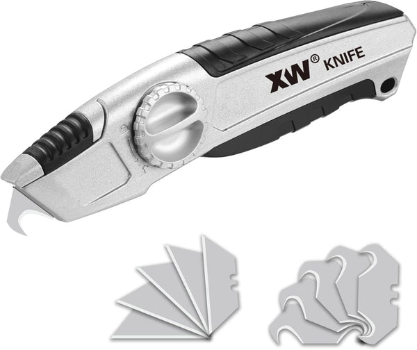 XW Fixed-blade Drywall Utility Knife, Non-retractable Heavy Duty Cutter with Extra 10 Blades