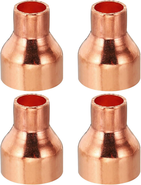 PATIKIL 1" to 1/2" ID Copper Reducer, 4pcs 99.9% Pure Copper Reducing Coupling with Sweat Solder Connection