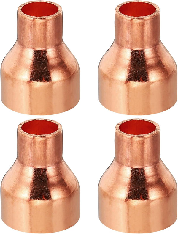 PATIKIL 1" to 1/2" ID Copper Reducer, 4pcs 99.9% Pure Copper Reducing Coupling with Sweat Solder Connection
