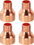 PATIKIL 1" to 1/2" ID Copper Reducer, 4pcs 99.9% Pure Copper Reducing Coupling with Sweat Solder Connection