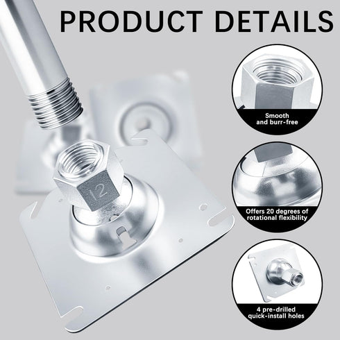 GOOUU 1PCS 1/2" 3/4" 4-Inch Swivel Pendant Mounting Kit for or Conduit, Malleable Square Fixture Hanger Cover