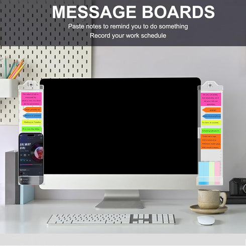 RITPHI 2 Pcs Monitor Memo Boards for Computer,Office Desk Accessories, Multifunction Acrylic Screen Message Reminder
