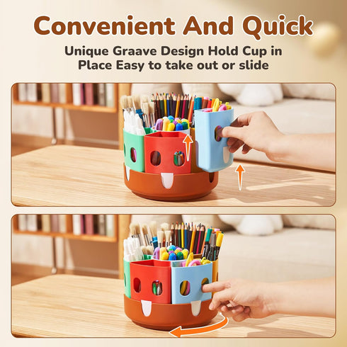 GAMENOTE Rotating Art Supply Storage Organizer, Lazy Susan for Kids Desk, Office School Supplies, Craft Caddy