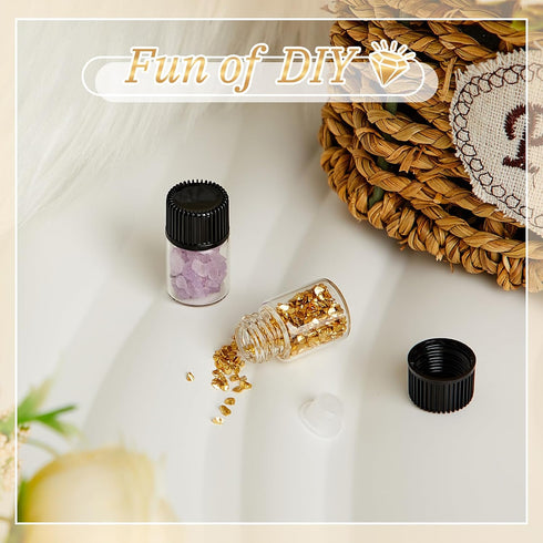 200 2 ml Lallisa Pcs Glass Vials with Screw Black Caps Plastic Stoppers, Leak-proof Clear Small Sample Vials Bulk
