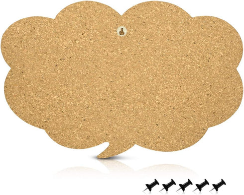 Navaris Cork Board Bulletin Board, Thought Bubble Design 11 x 17 in, includes 5 Pins for Message Display