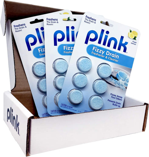 Plink Fizzy Drain Freshner, Pack of 3, Lemon Scent, Prevents Buildup, Maintains Clear Drain, Removes Odor