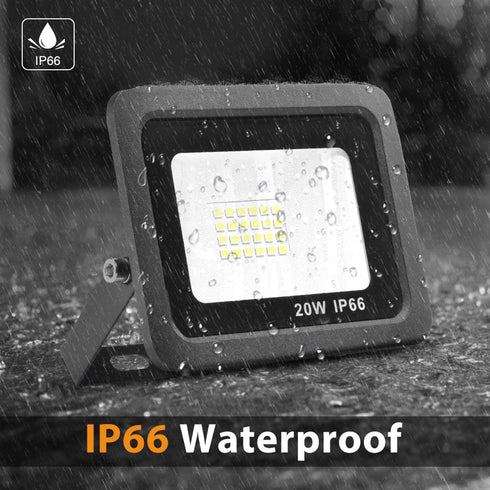 20W IP66 6500K 1400Lm 120 LED Flood Lights Outdoor, Waterproof Security Lights Fixture, Hardwired Wall Lamp, Ultra Thin