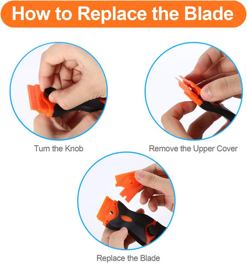 2PACK Razor Blade Scraper, 2-in-1 Tool with 12Pcs Plastic & 7Pcs Metal Blades for Multi-Purpose Cleaning