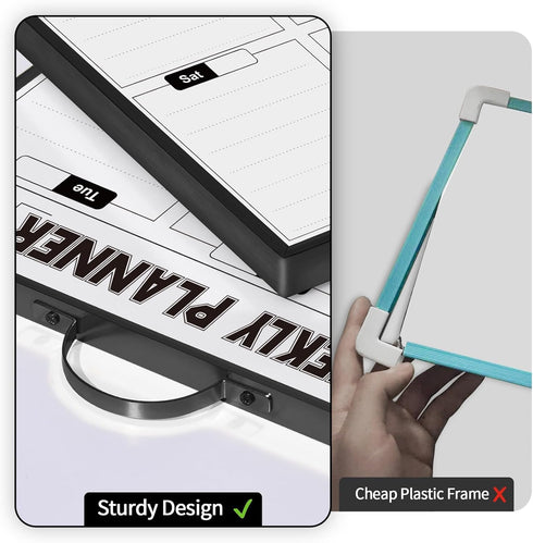 Weekly Planner Dry Erase Calendar, 16"x12" Aluminum Frame Whiteboard for Office To Do List & Meal Planner