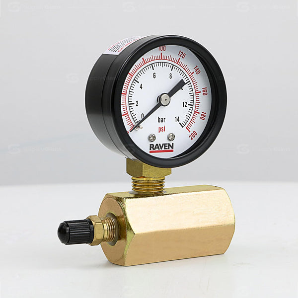 Low Pressure Gas Tester Gauge SH74-422, 0-200 PSI, 3/4" FIP Hex Body with 2" Display