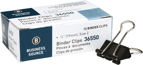 Business Source Fold-back Binder Clips for Office Use