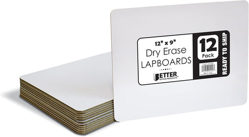 Better Office Products 9" x 12" Premium Dry Erase Boards, Double Sided Lapboards, Small White Board Pack (12 Pack)