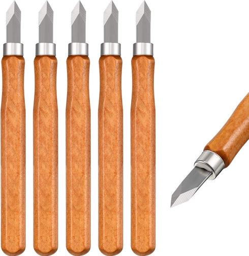 Marking Knife Woodworking Thin Blade Dual Bevel Striking Knife, Hardened Mn-V Steel, Heat Treated (6 Pieces)