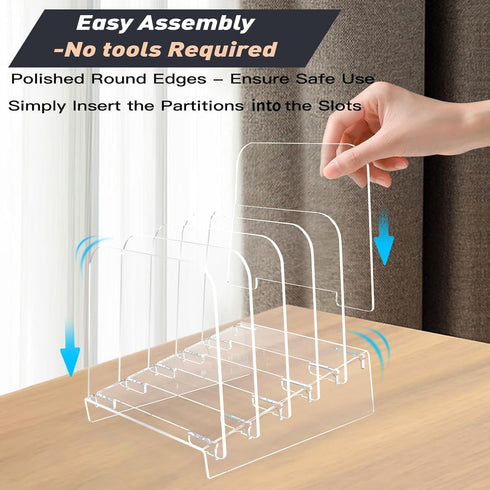 File Holder File Sorter, Vertical Desk Organizer Stand, Acrylic File Rack with 5 Sections for Office, Home