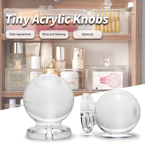MroMax 6Pcs Tiny Pull Handle Round Acrylic Knob - 16mm Diameter Clear Shiny Knob