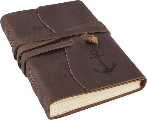 Premium Handmade Leather Journal, Personalized Antique Writing Notebooks, 7x5 Inch Unlined Leather Bound Daily Notepad