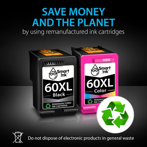 Smart Ink Remanufactured Ink Cartridge Replacement for HP 60 XL 60XL (Black & Color Combo Pack) for Deskjet Printers