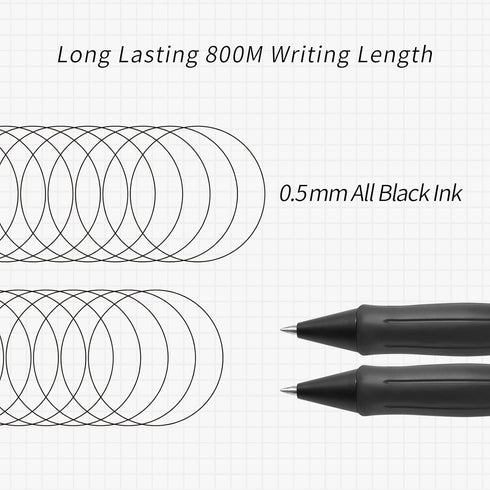 Kaco KEYBO Gel Ink Pens, Black, 5 Pieces, 0.5mm Fine Point Aesthetic Pens for School Office Supplies Stationery