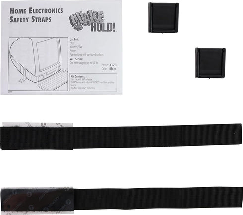 QuakeHold! 4173 Home Electronic Safety Strap, Black, 11 Inch