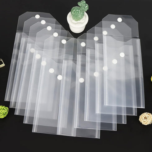 Plastic Envelopes 10 Pack Poly Hook Loop Closure,Receipt Stickers Storage Holder Document Folders for Receipt Cash Organization by etspolt