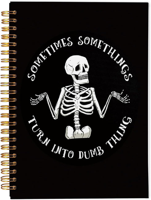 Funny Skeleton Gothic Notebook Journal, Goth Gifts for Women, Witchy Journal, Spiral Notebook 5.5x8.3 for Office