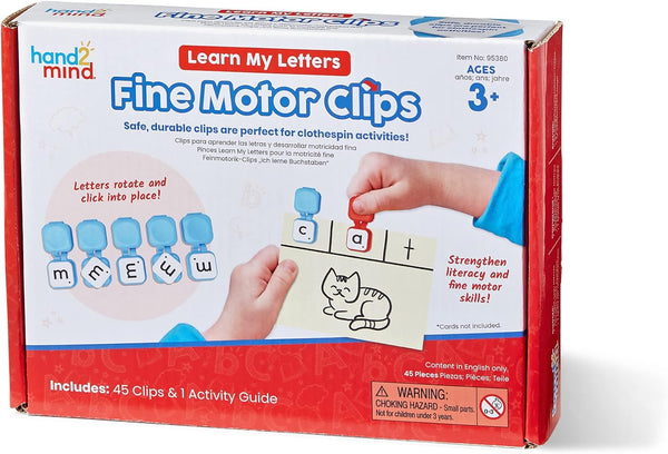 hand2mind Learn My Letters Fine Motor Clips, Kids Clothespin Activities, Letter Practice