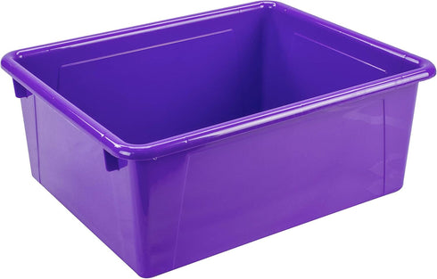 Storex Letter Size Deep Storage Tray, Organizer Bin with Non-Snap Lid, Violet, 5-Pack