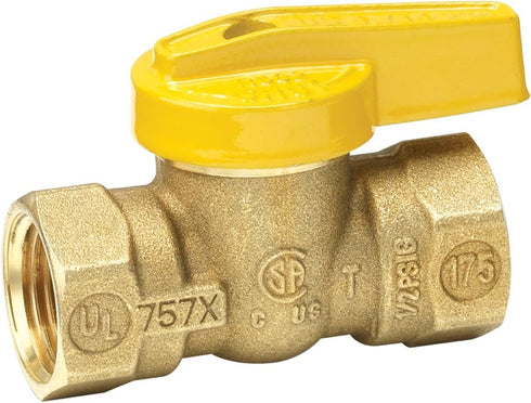 Homewerks VGV1LHB3B Premium Gas Ball Valve - 0.5-Inch, Brass x Female Thread