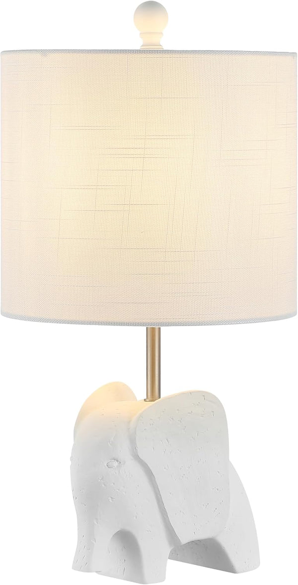 JONATHAN Y 17.5" White Elephant Kids Table Lamp, Whimsical Resin Bedside Lamp