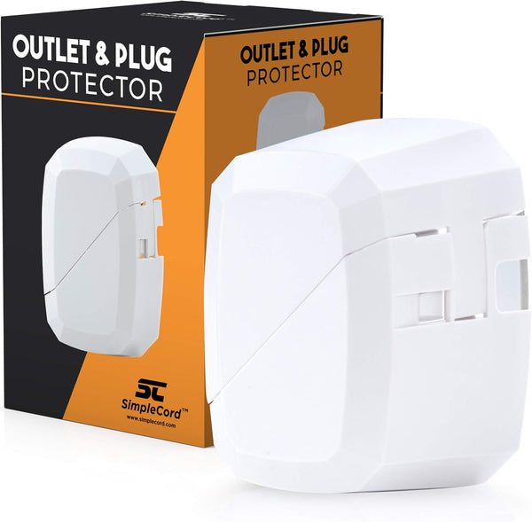 Outlet Cord Cover for Sliding Door Electrical Socket, Childproofing Safety & Prevents Unplugging by SimpleCord