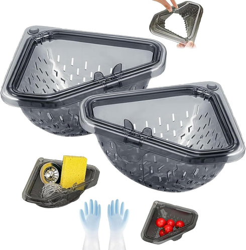 Magnetic Corner Sink Strainer Basket with Twist-Open Bottom, 6.69" Magnetic Triangle Sink