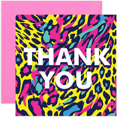 Premium Thank You Card - Neon Leopard Print Thank You Card for
