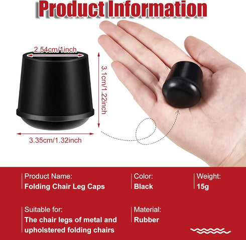 96 (3/4 Inch) Treela Pcs Folding Chair Leg Caps Heavy Duty Rubber Chair End Caps Non Marring Furniture Leg Cap Round