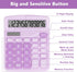 Cute Purple Desktop Calculator with Big Buttons, Dual Power Source, Large Display Screen for Office and Students, Purple